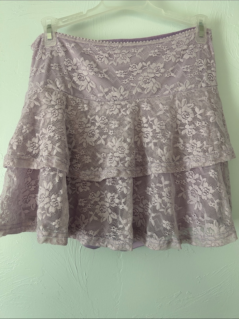 Lavender Lilac Lace Ruched Ruffle Skort - Picture 4 of 5